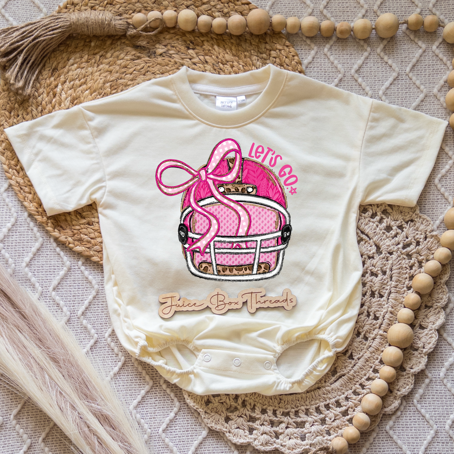Let's Go Pink Football Romper/Tee