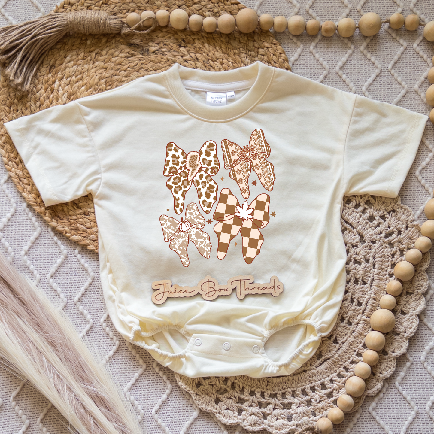 Fall Bows Western Romper/Tee
