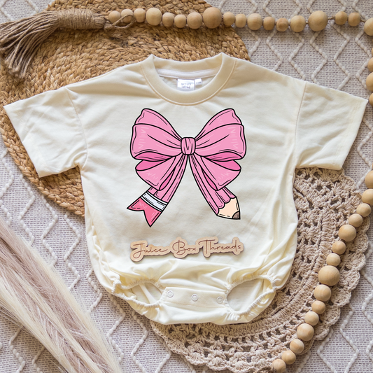 Pink Pencil Bow Romper/Tee