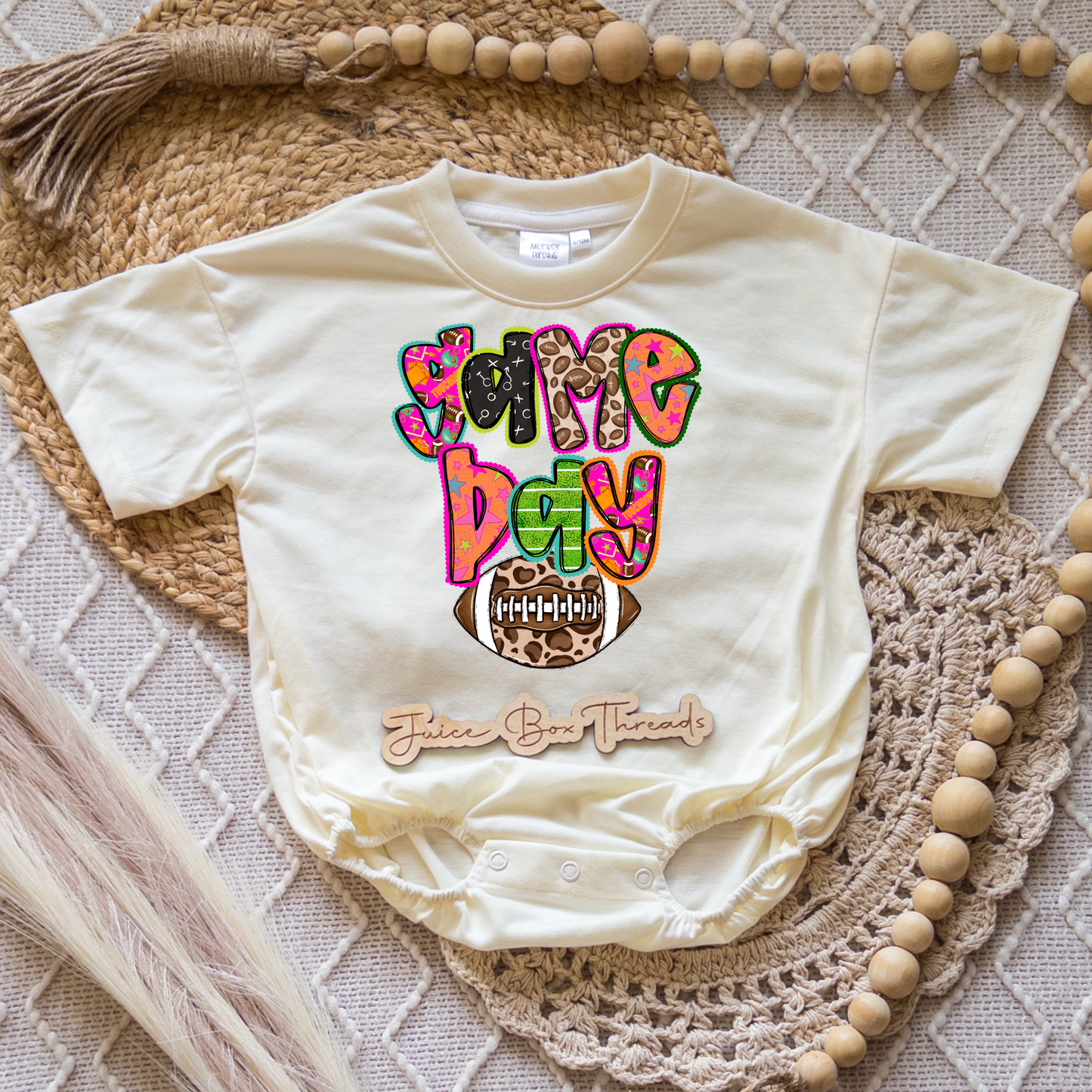 Game Day Preppy Football Romper/Tee