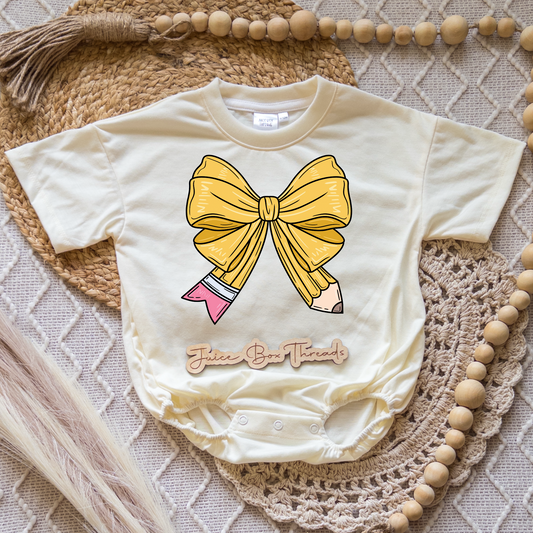 Yellow Pencil Bow Romper/Tee