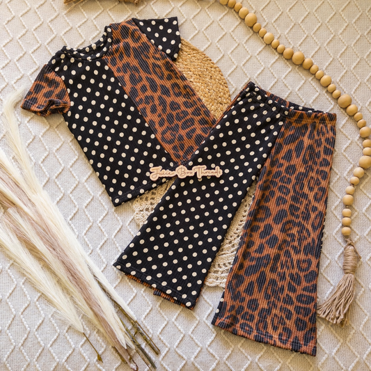 Mystery Split Sets-- Boxy Tee and Flows or Barrels ANIMAL/POLKA