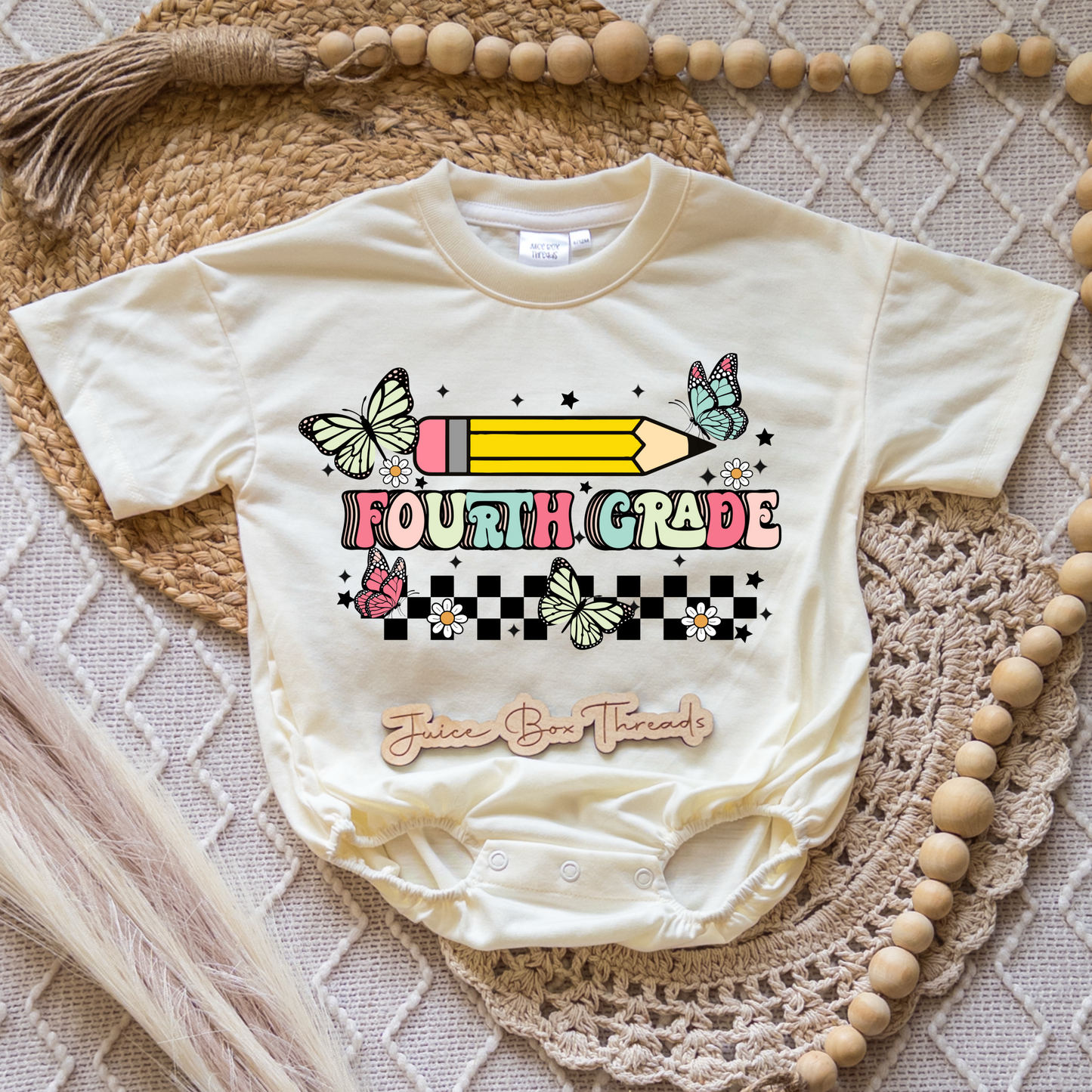 Fourth Grade Butterfly Romper/Tee