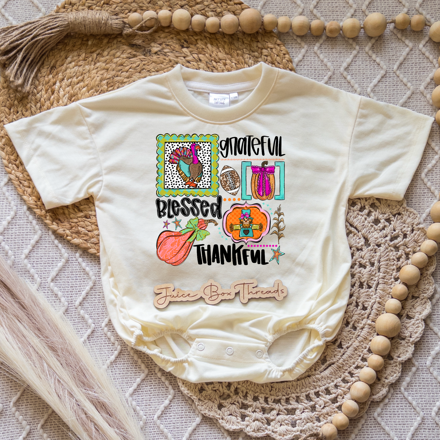 Grateful Blessed Collage Romper/Tee