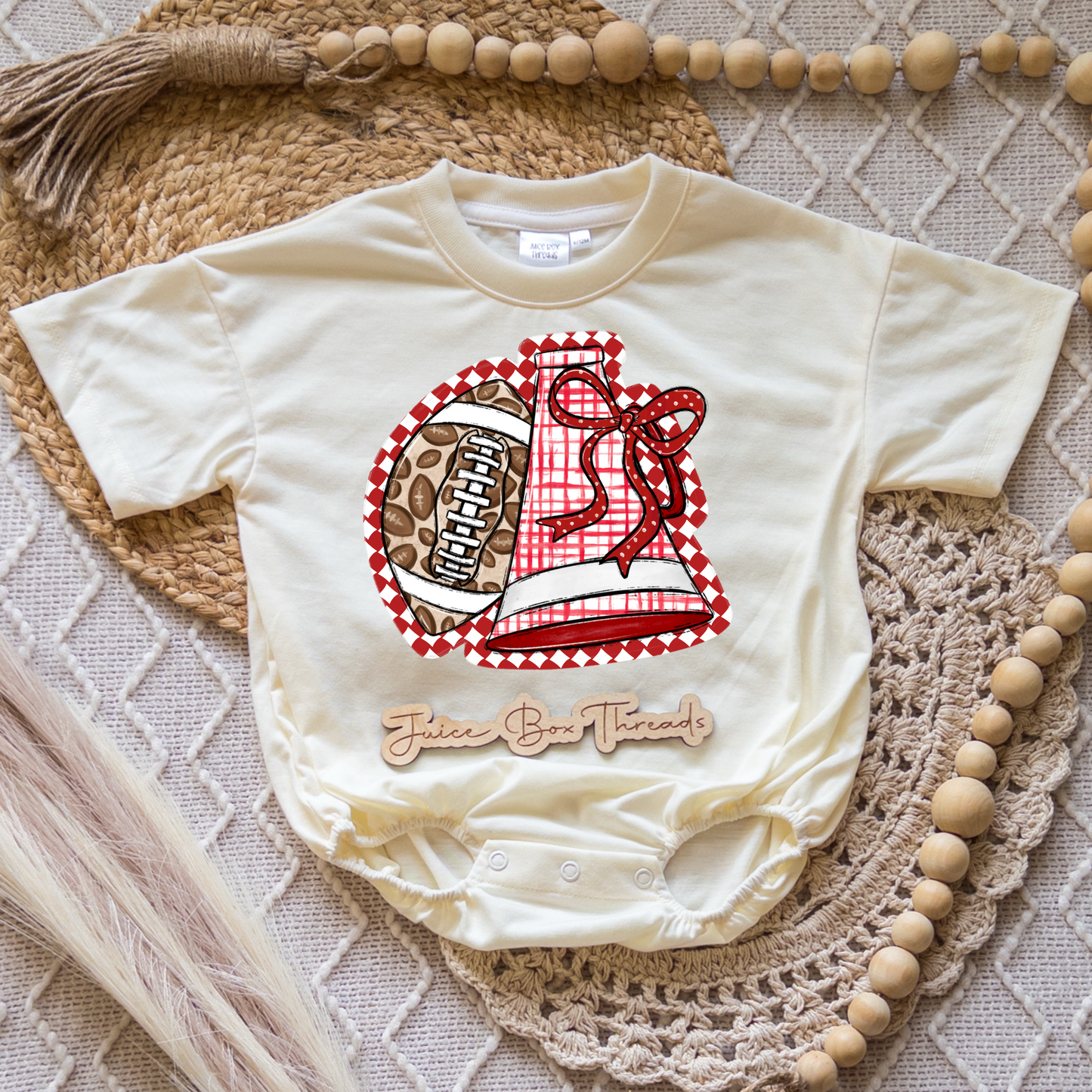 Red Football Girly Romper/Tee