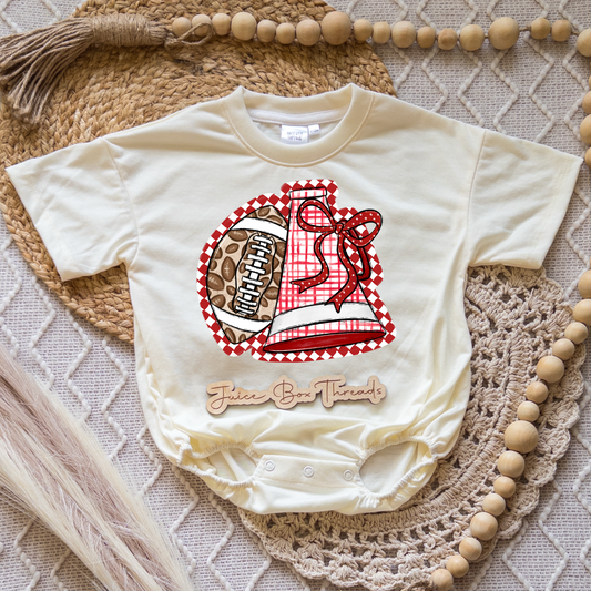 Red Football Girly Romper/Tee