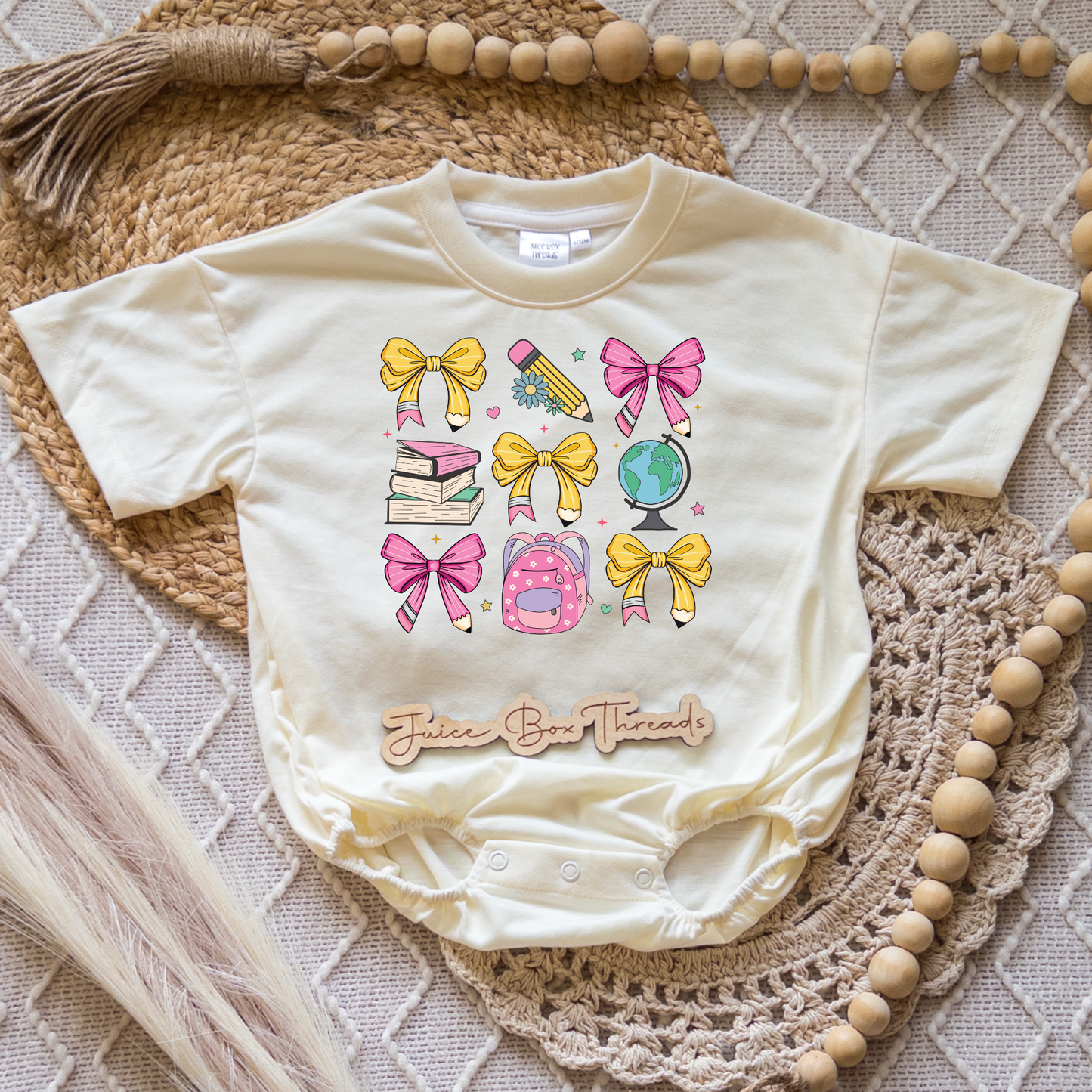 School Bow Collage Romper/Tee
