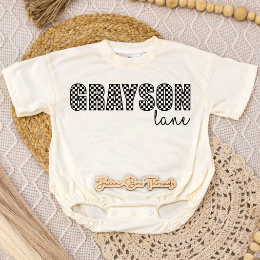 Checkered Name Romper/Tee