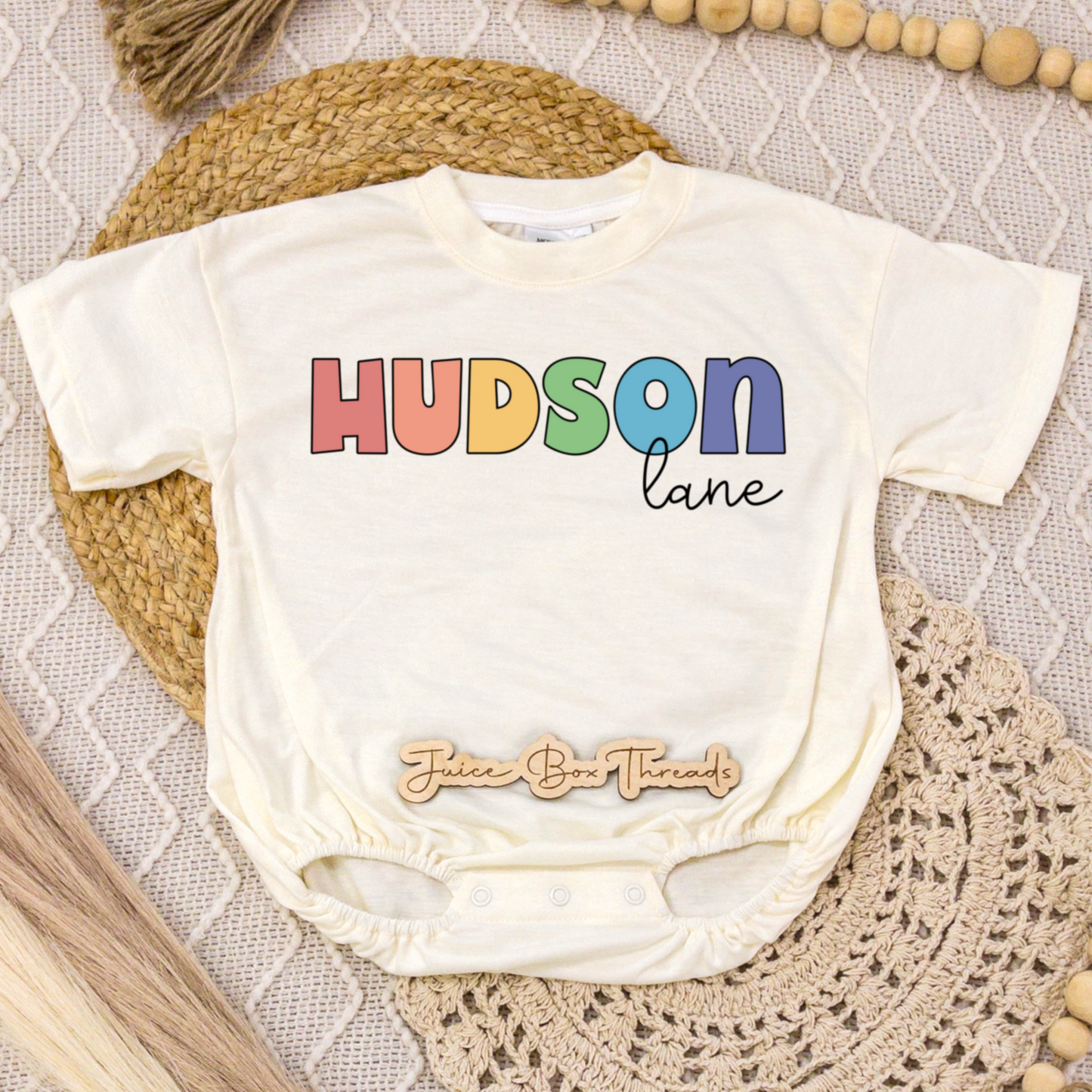 Boy Rainbow Name Romper/Tee