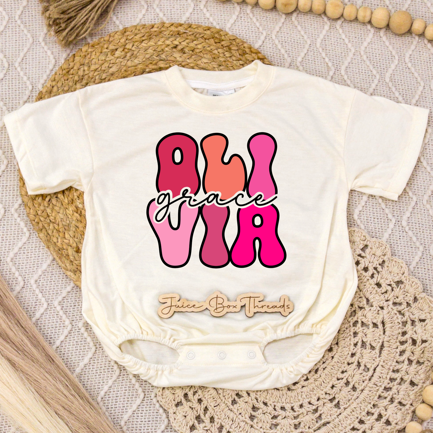 Pink Cutout Name Romper/Tee