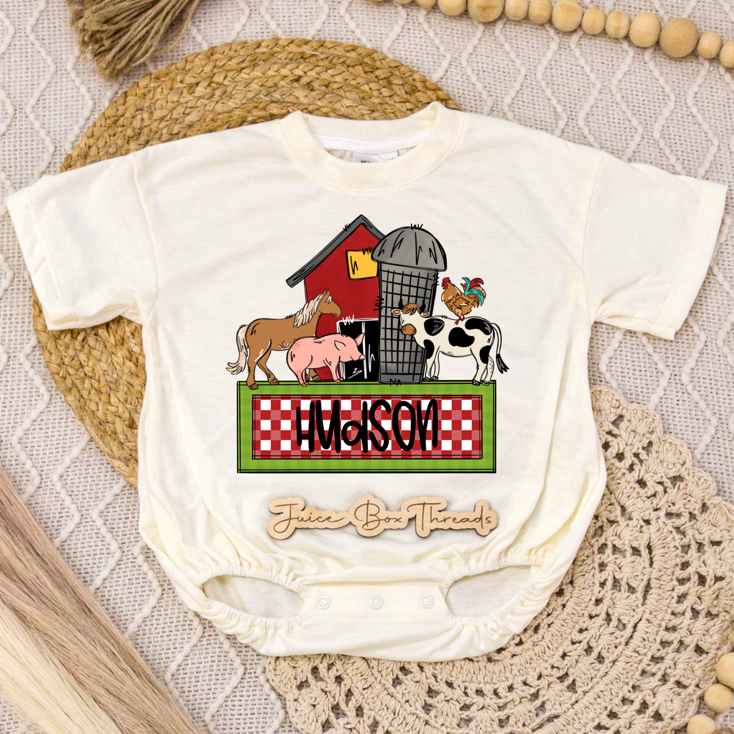 Farm Animals Name Romper/Tee