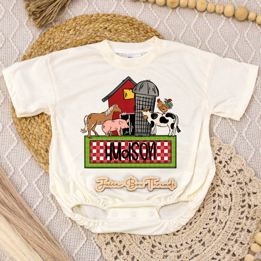 Farm Animals Name Romper/Tee