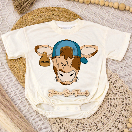 Cow Tag Name Romper/Tee