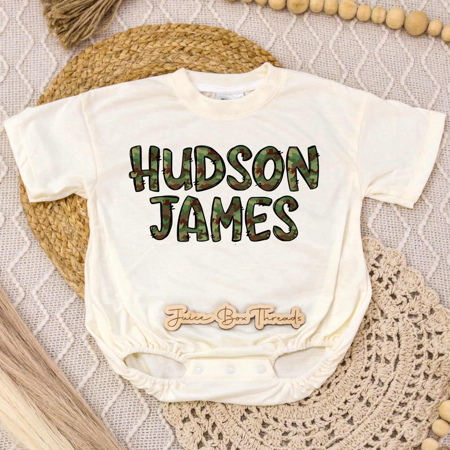 Camo Name Romper/Tee