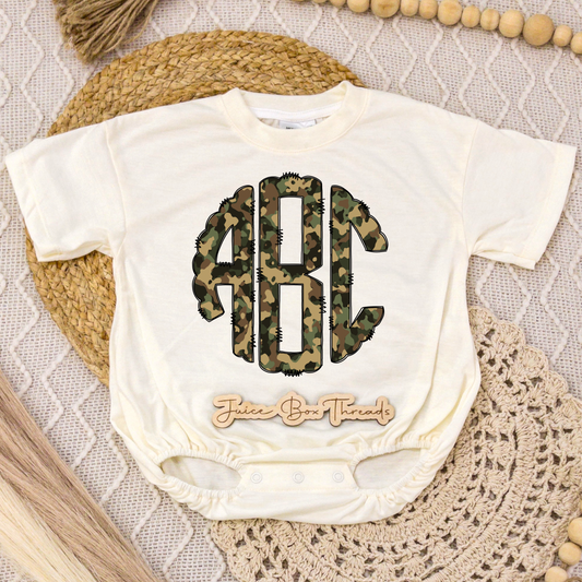 Camo Monogram Romper/Tee