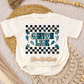 Blue Checkered Name Romper/Tee