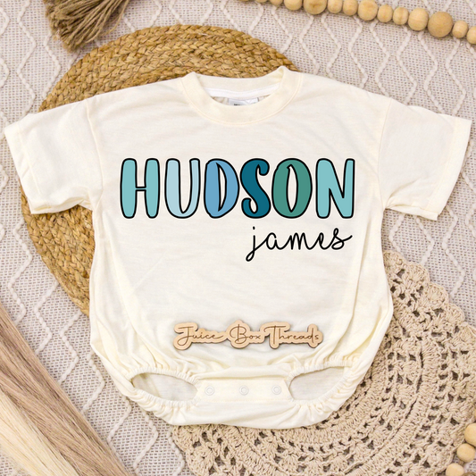 Blue Name Romper/Tee