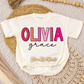 Pink Offset Name Romper/Tee