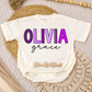 Purple Offset Name Romper/Tee