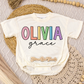 Pastel Rainbow Offset Name Romper/Tee