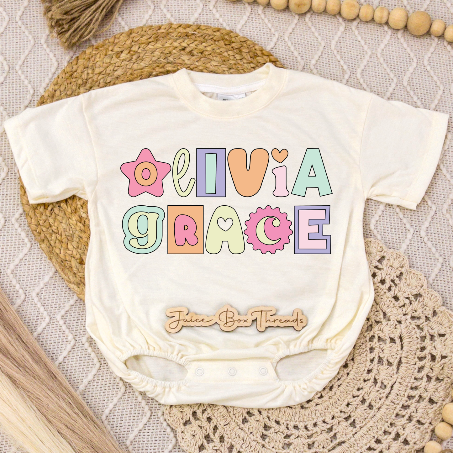 Retro Preppy Name Romper/Tee