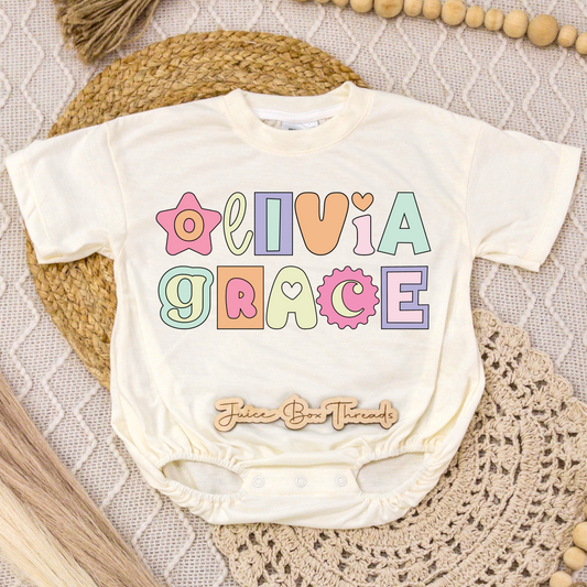 Retro Preppy Name Romper/Tee