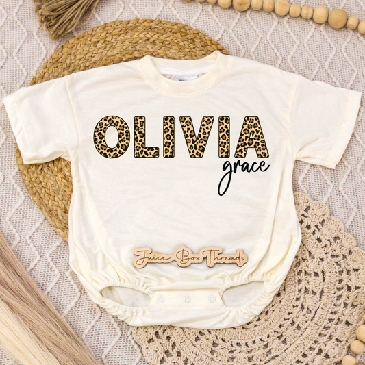 Leopard Name Romper/Tee
