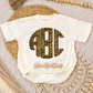 Gold Glitter Leopard Monogram Romper/Tee