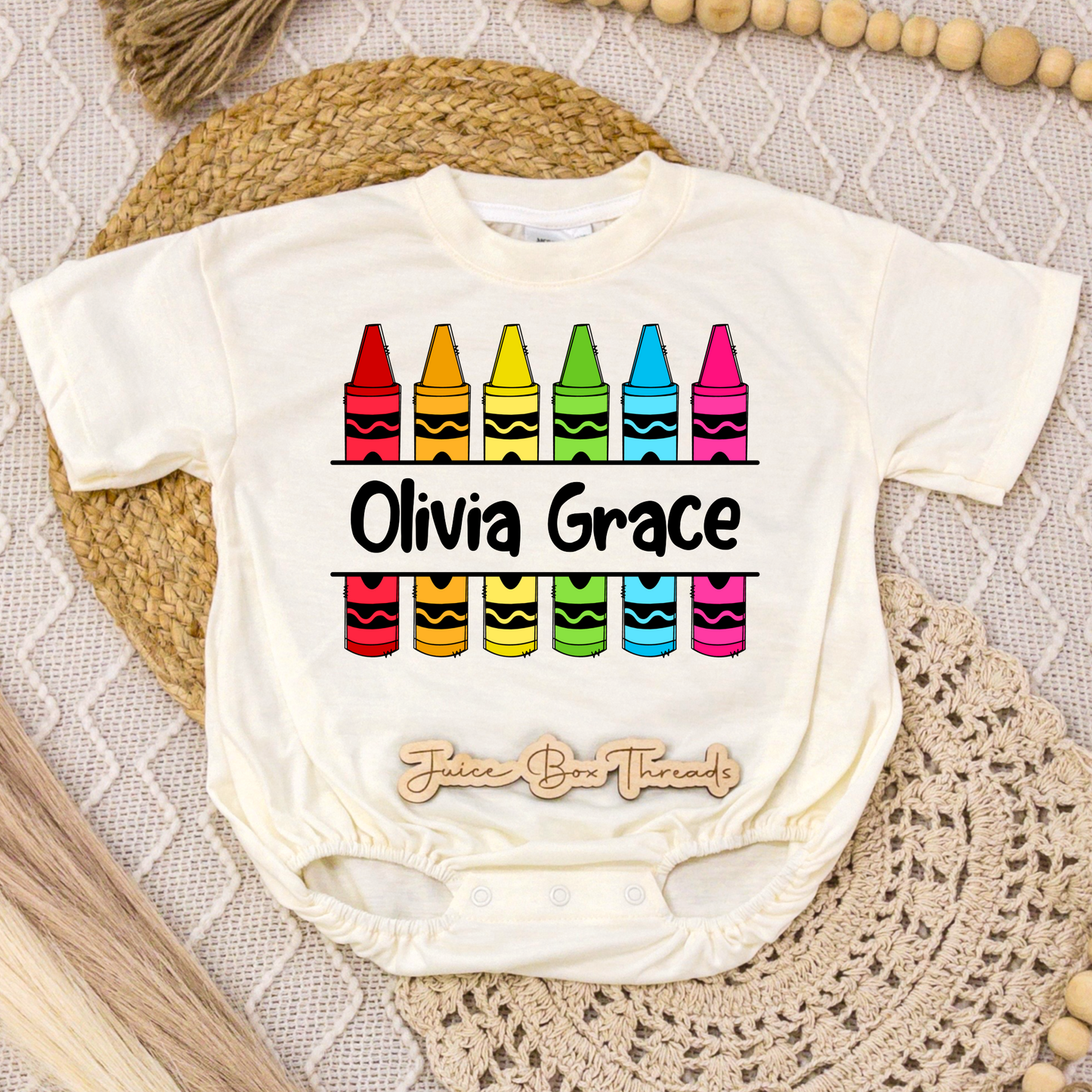 School Coloring Name Romper/Tee