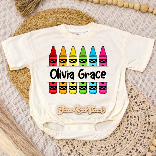 School Coloring Name Romper/Tee