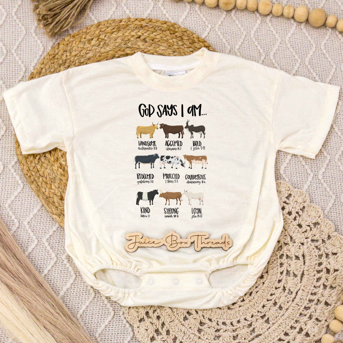 God Says I Am Cow Romper/Tee