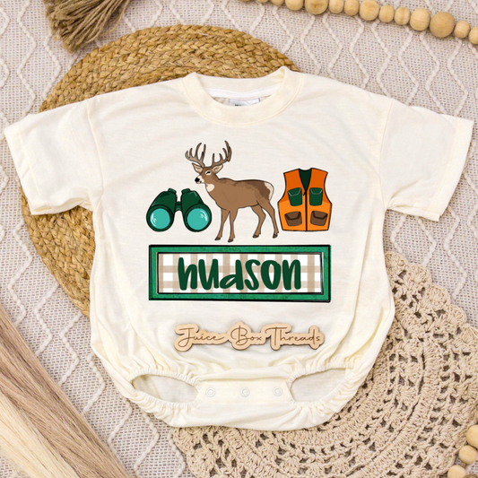Boy Deer Hunting Name Romper/Tee