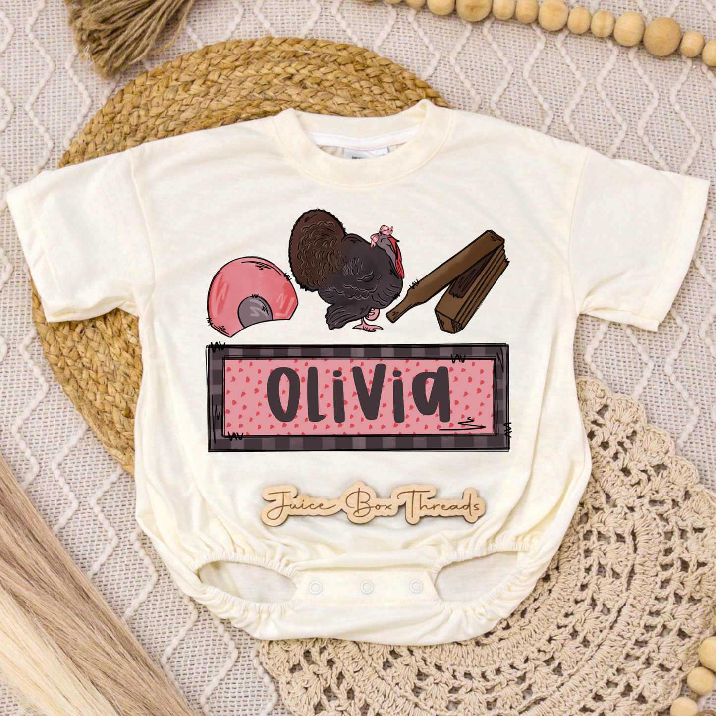 Girl Turkey Hunting Name Romper/Tee