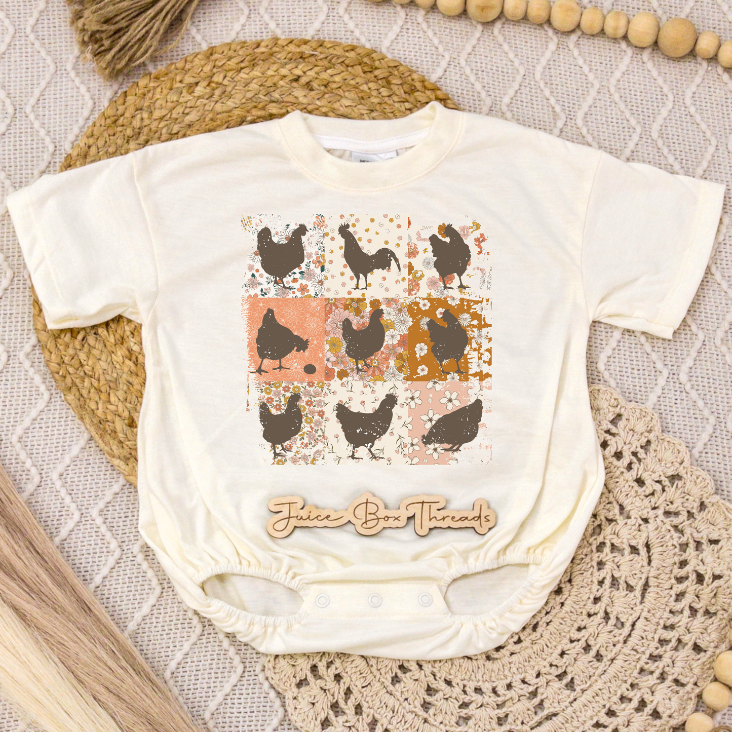 Chicken Collage Romper/Tee