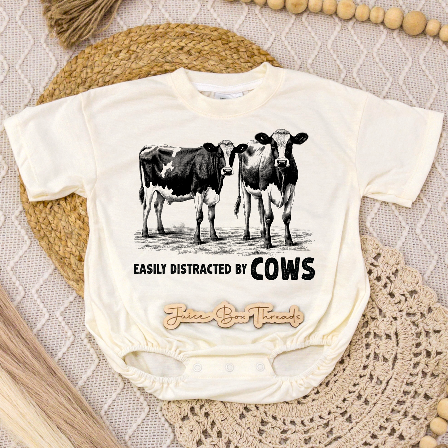 Easily Distracted by Cows Romper/Tee