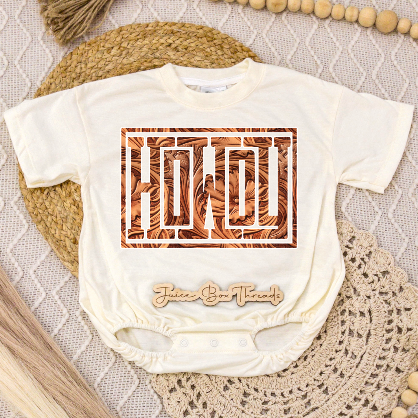 Howdy Leather Romper/Tee