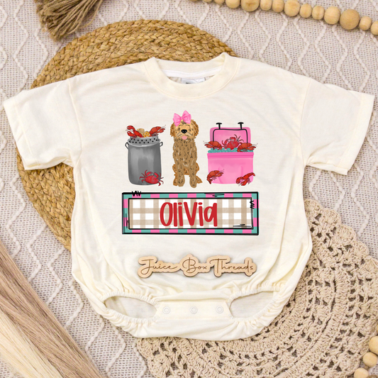 Girl Seafood Boil Name Romper/Tee