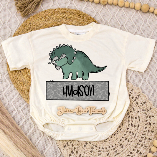 Boy Dino Name Romper/Tee
