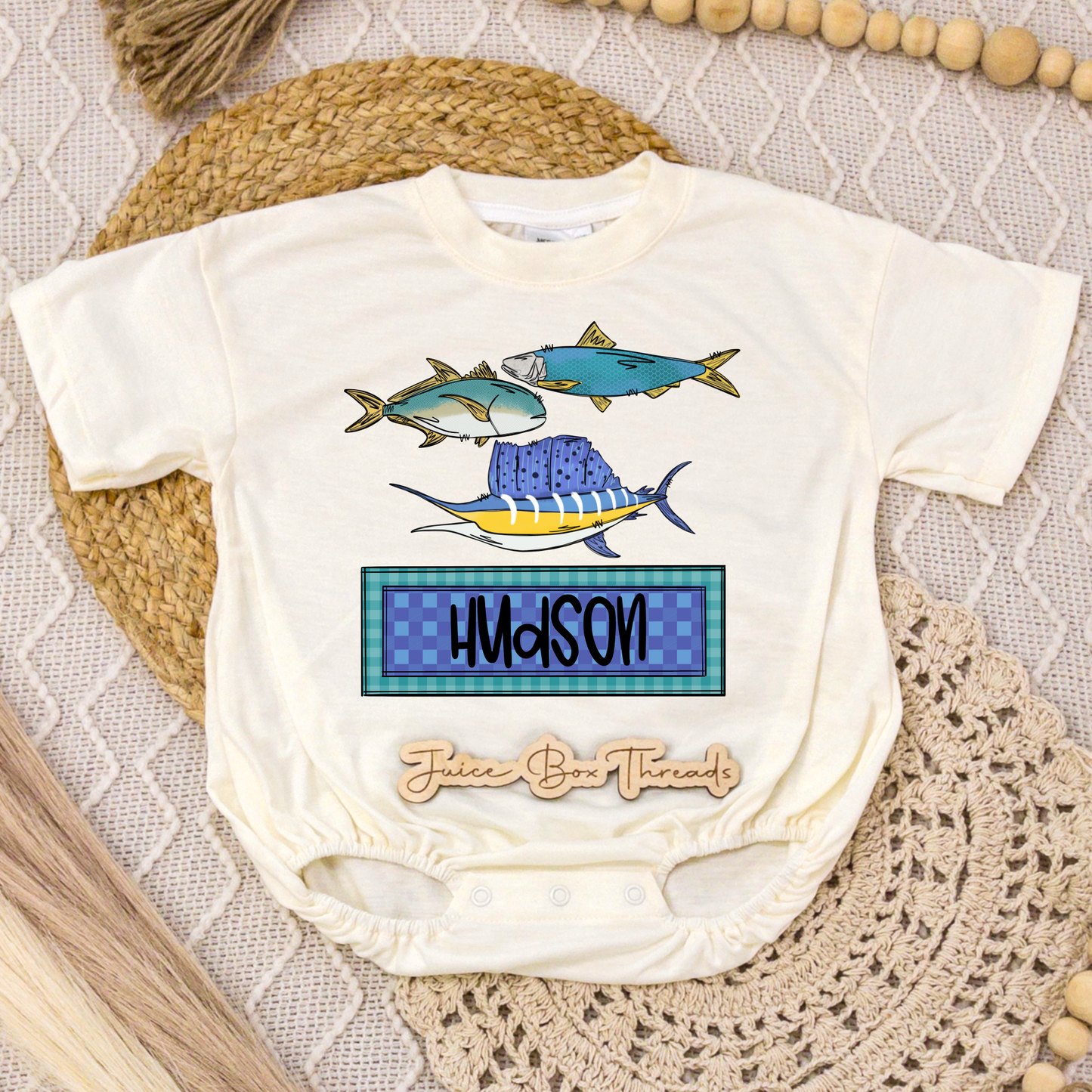 Ocean Fishing Name Romper/Tee