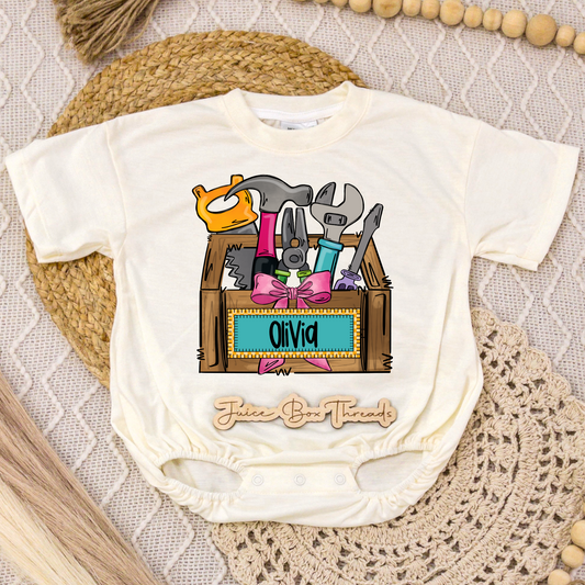 Girl Toolbox Name Romper/Tee