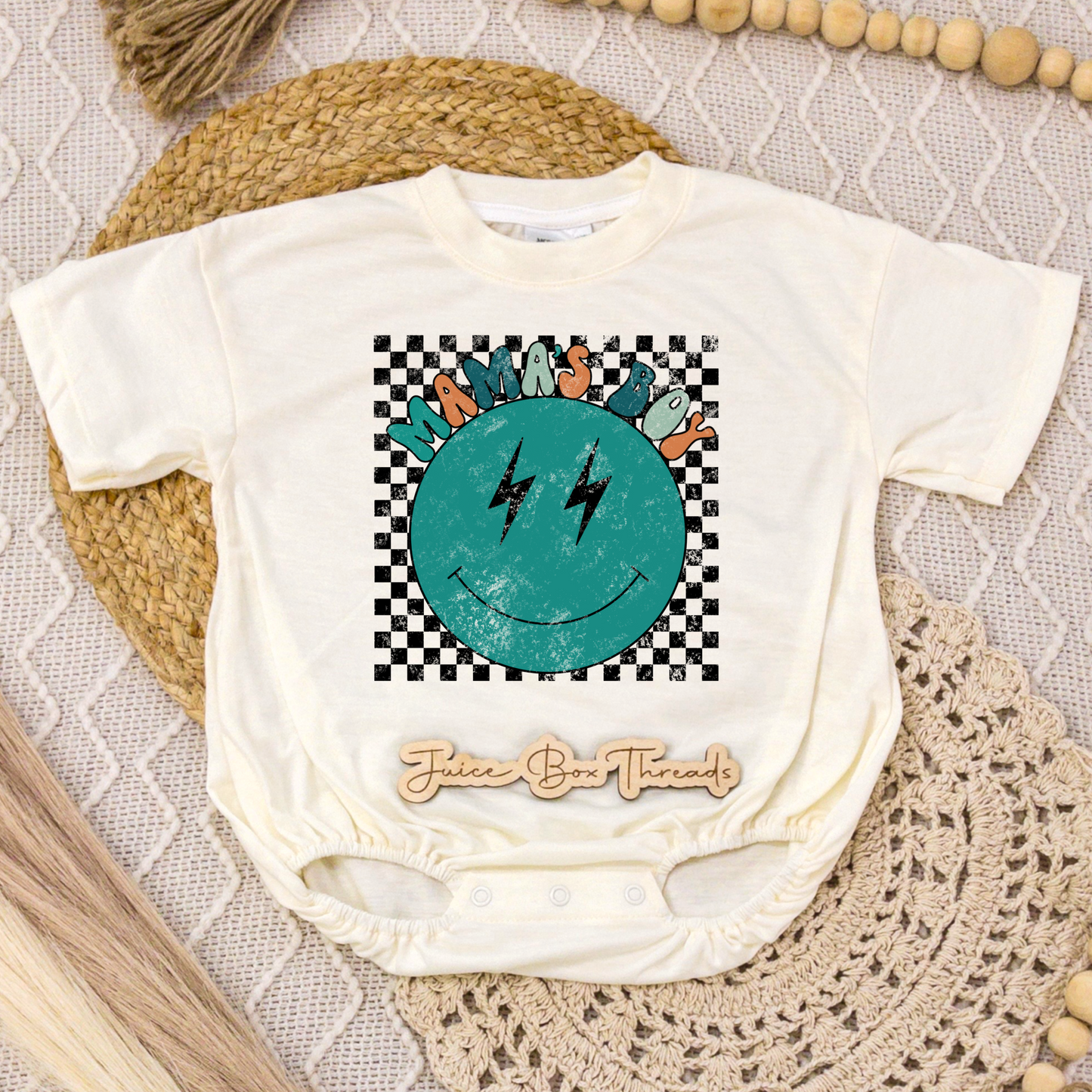 Mama's Boy Checkered Romper/Tee