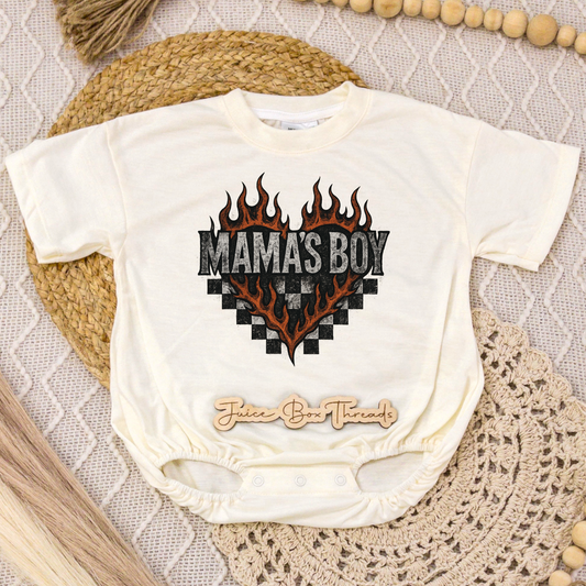 Mama's Boy Flaming Heart Romper/Tee