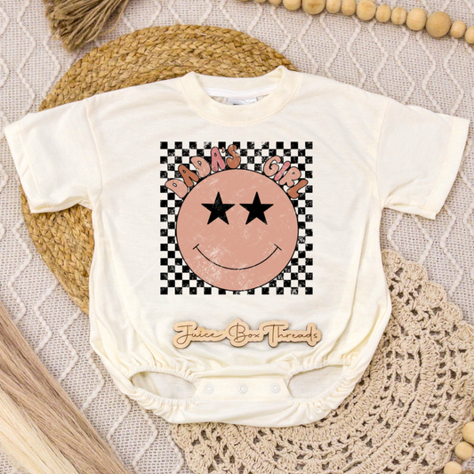 Dada's Girl Checkered Romper/Tee