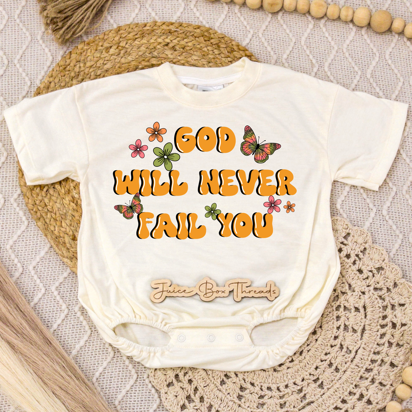 God Will Never Fail You Romper/Tee