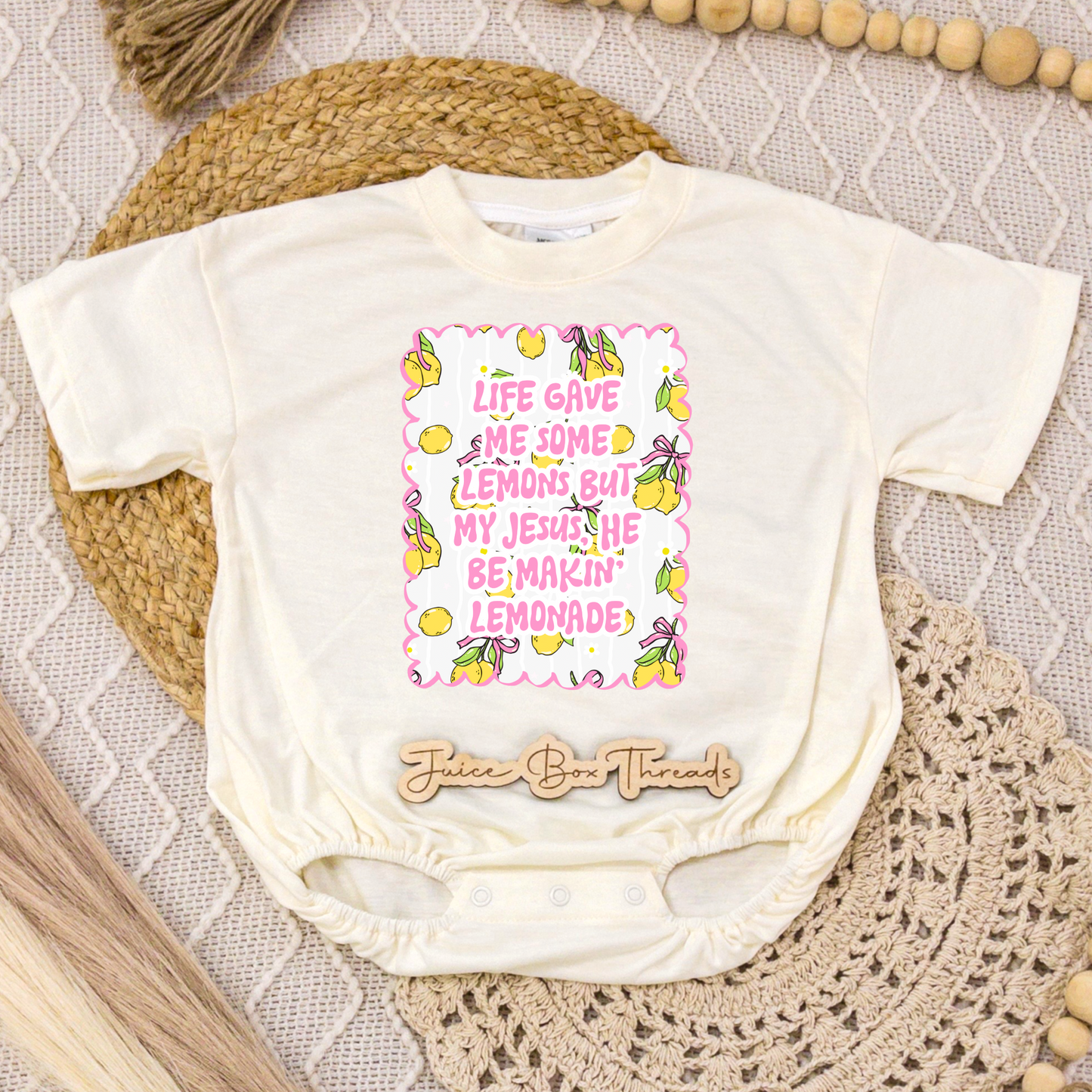 My Jesus Be Making Lemonade Pink Romper/Tee