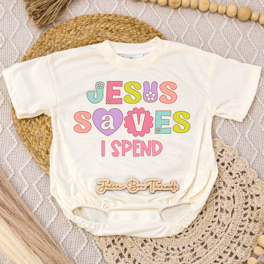 Jesus Saves I Spend Romper/Tee