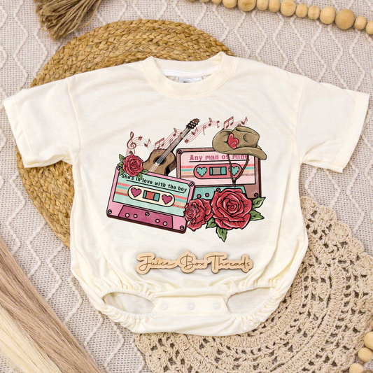 Western Cassette Valentine's Romper/Tee