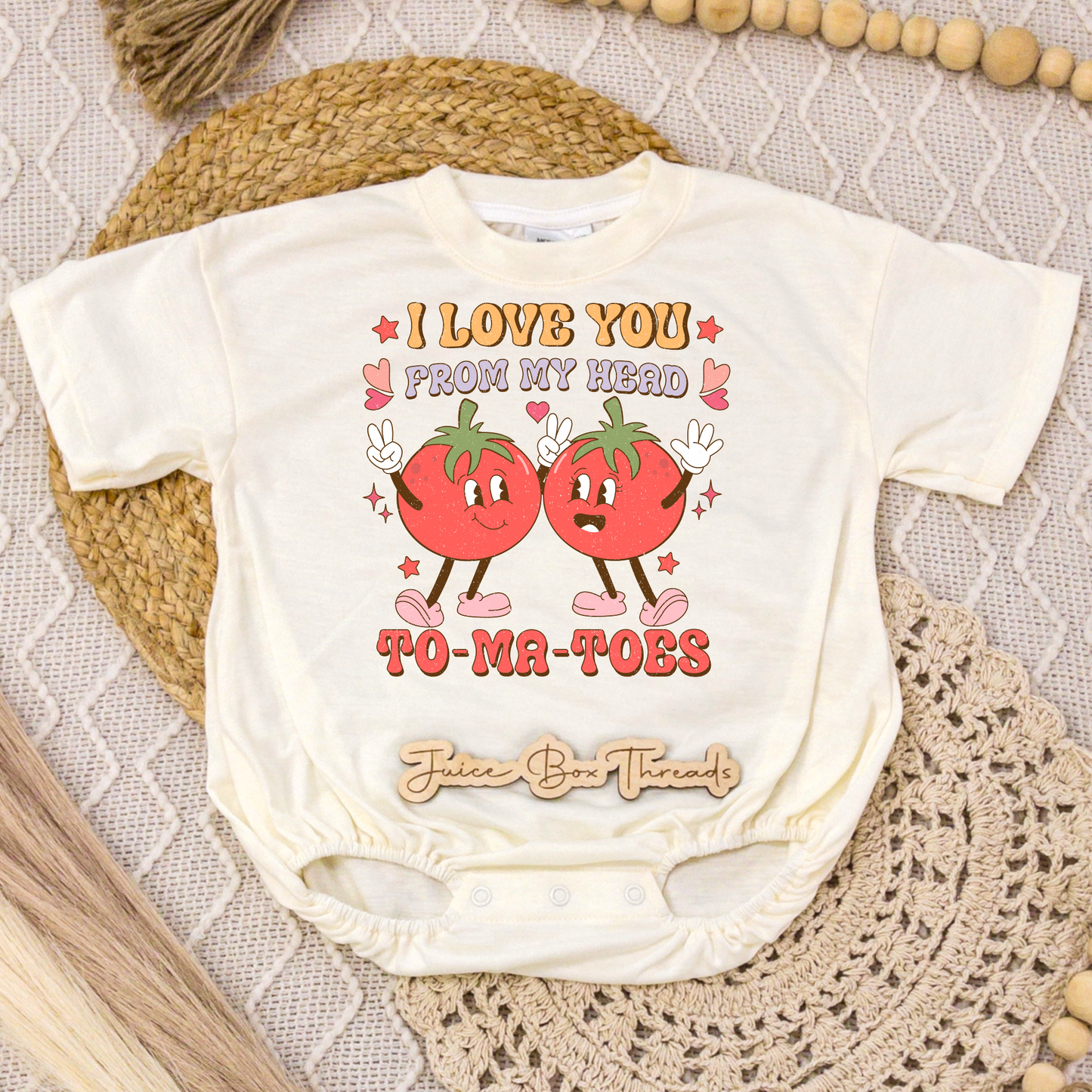 I Love You From my Head To-ma-toes Romper/Tee