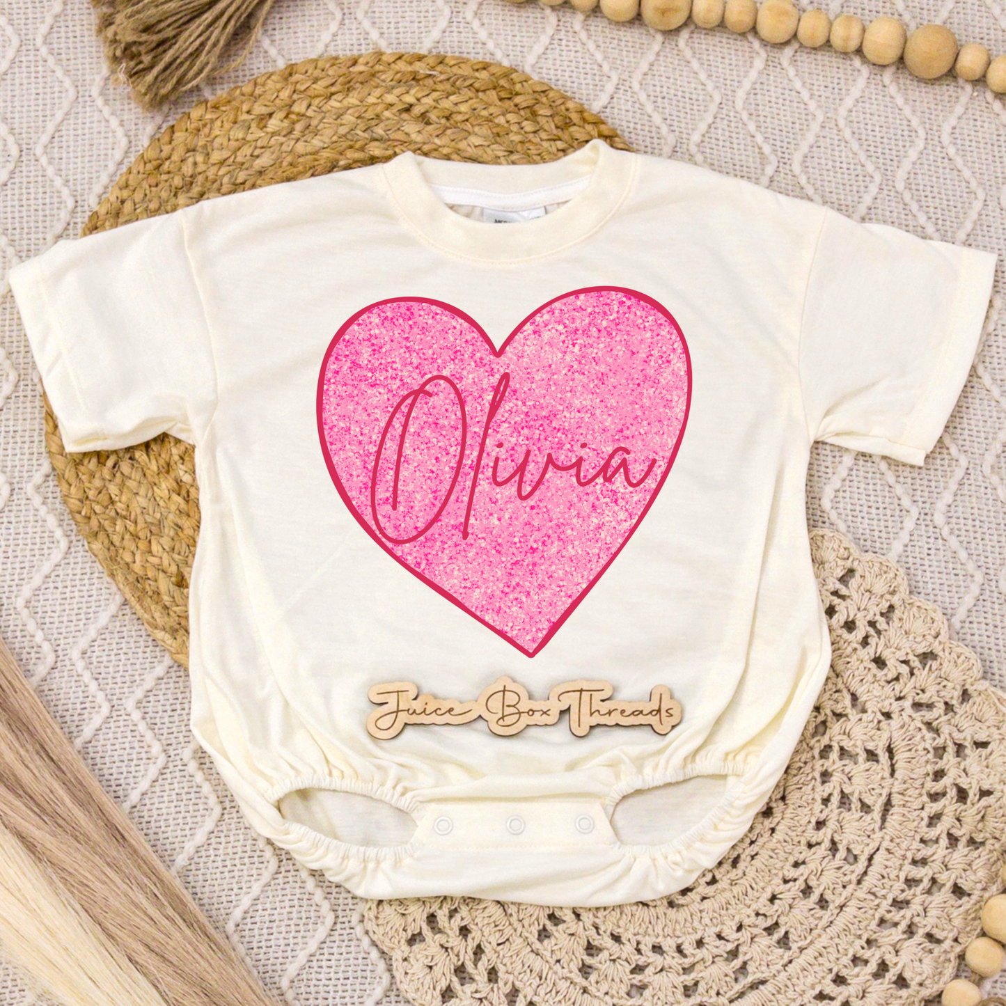 Girl Name Heart Romper/Tee