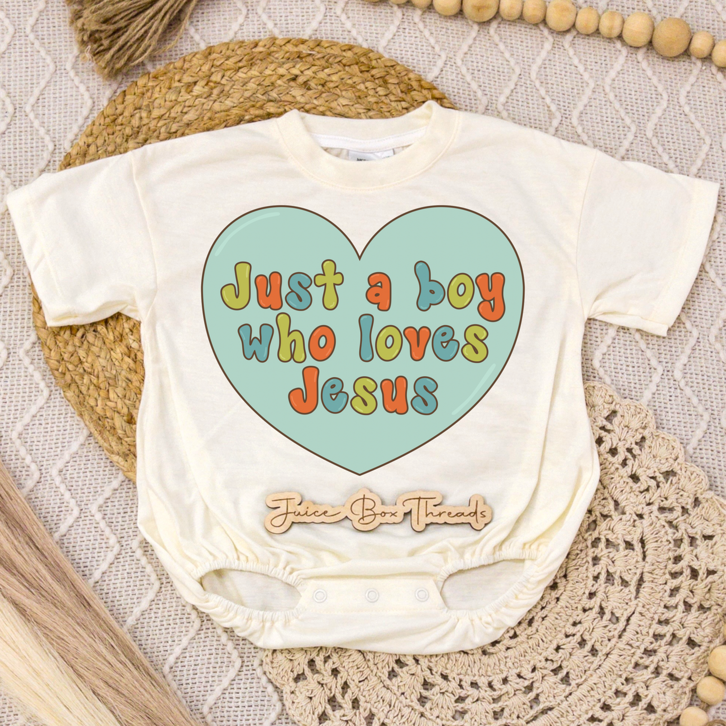 Just a Boy Who Loves Jesus Romper/Tee